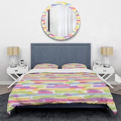 Ensemble de housse de couette en microfibre rose / bleu / mauve 2 pièces