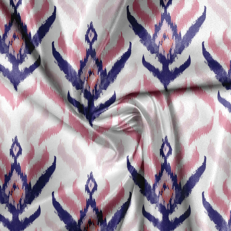 Rustic curtain with a modern tribal Ikat pattern, boho pink powder pink quartz