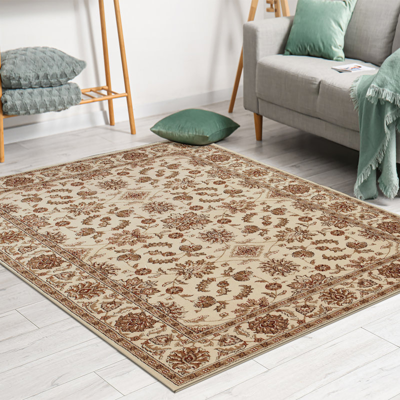 Tapis tissé à la machine Ivoire/crème Weisgerber, Rectangle 5 pi 5 po x 7 pi 7 po