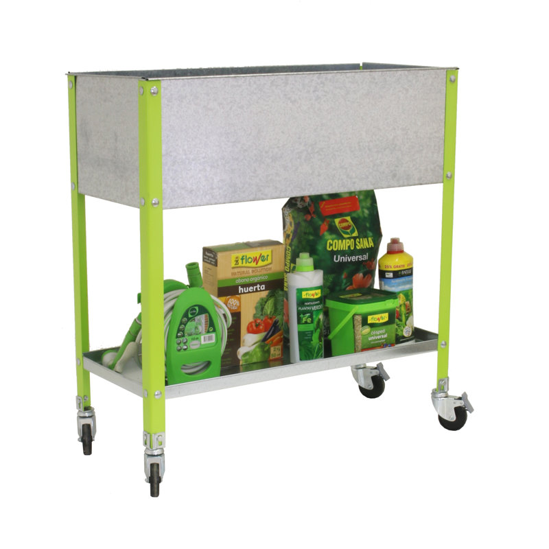 Metal Potting Bench, Green/Grey, 92.5cm H x 90cm W x 60cm D