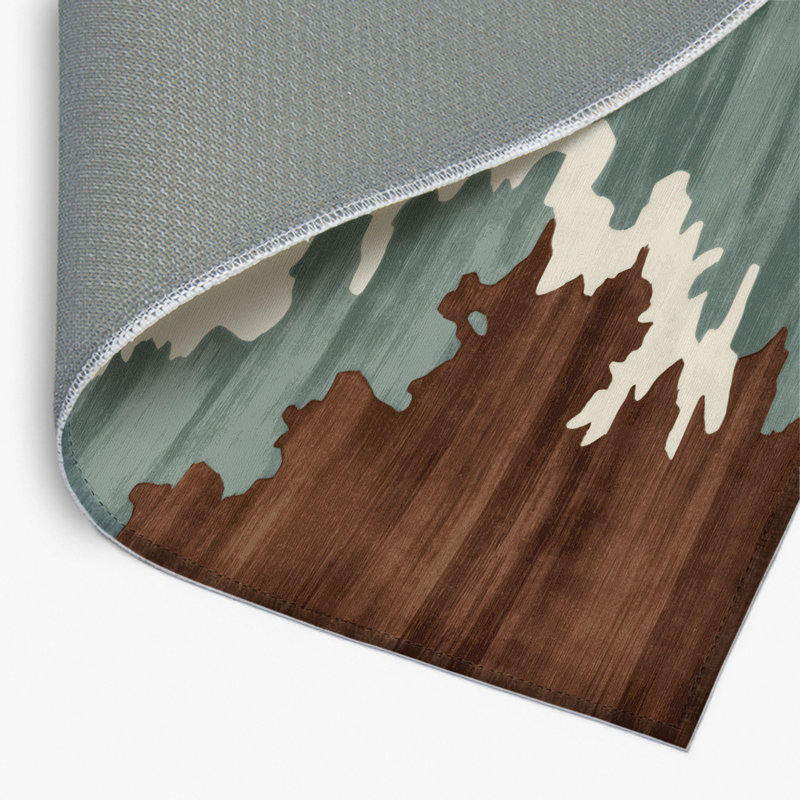 Tapis intérieur et extérieur brun Watercolor, Rectangle 9 pi x 12 pi