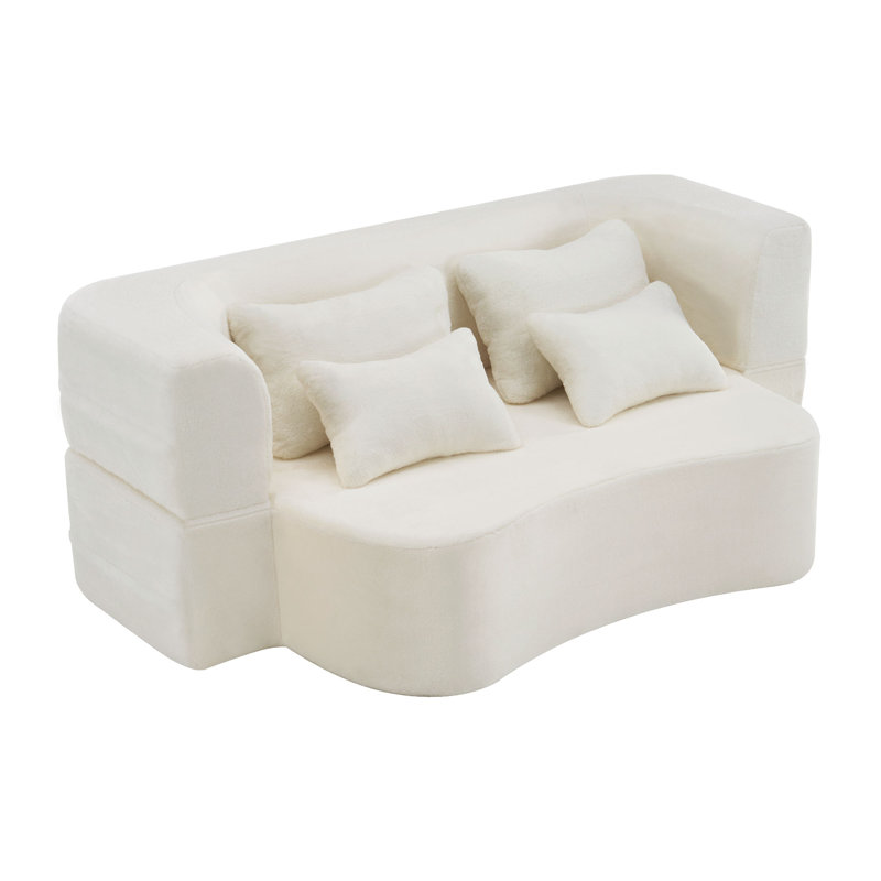 Canapé moderne avec 4 coussins, Blanc