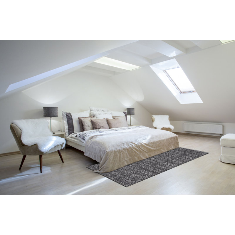 Tapis ikat noir/blanc Malerie, Rectangle 10 pi x 13 pi 2 po