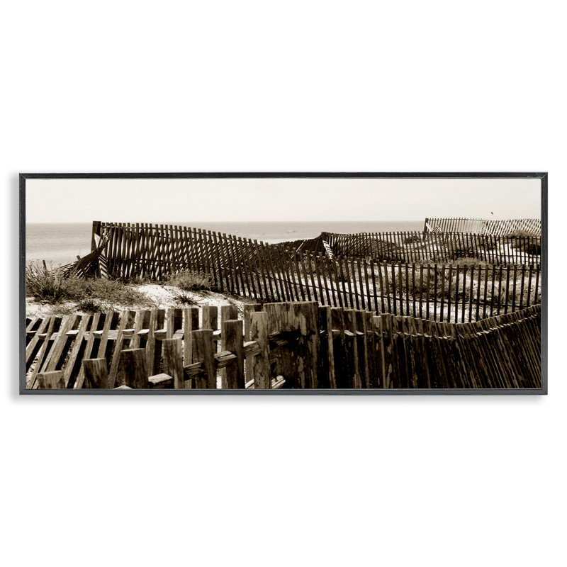 Art de la giclée encadrée par Winding Beach Fence par Noah Bay bf-327, Giclée encadrée noir minuit, H 13 po x l 30 po