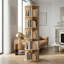 5 Tier Rotating Bookshelf, Tall Round Floor Standing Bookcase with 360° Spinning Design
