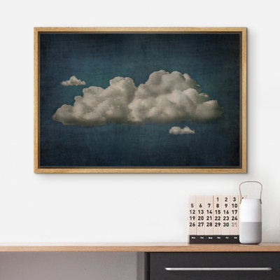 Clouds " Pastel Navy Abstract Sky Clouds Modern Relaxing Minimalist Wall Decor Artwork "