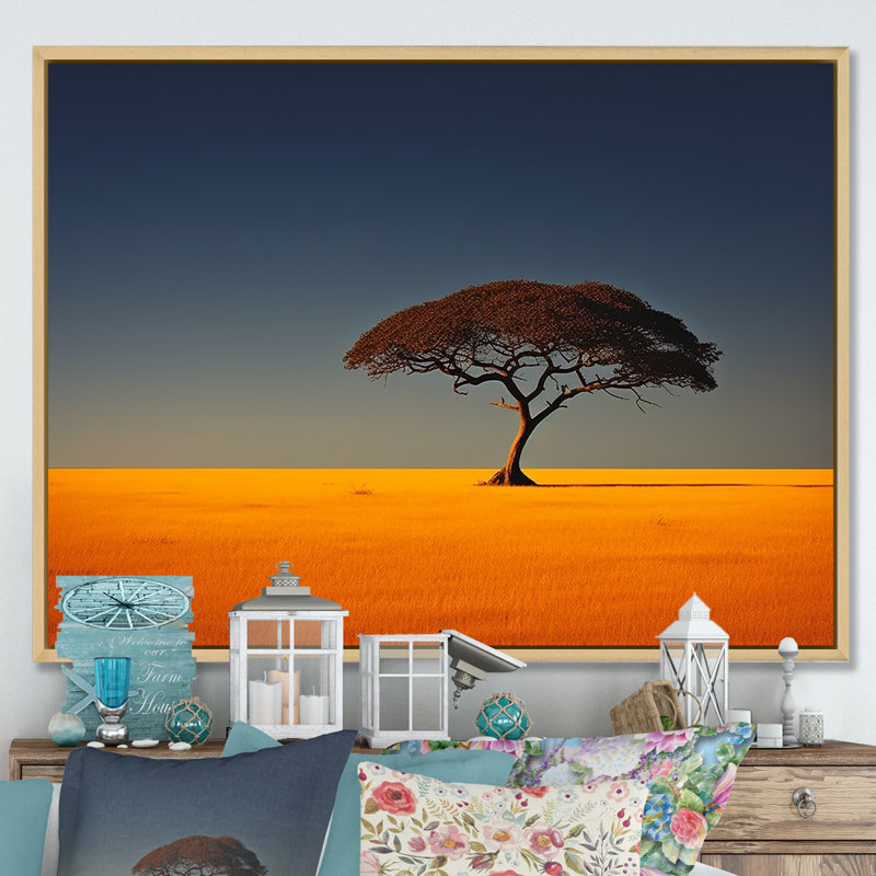 Minimalisme, Afrique, paysage, photo, art mural sur toile, Afrique, H 24 po x l 32 po x P 1 po, Cadre flottant naturel
