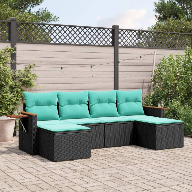 Ensemble de conversation de jardin avec canapé d'extérieur noir et bleu