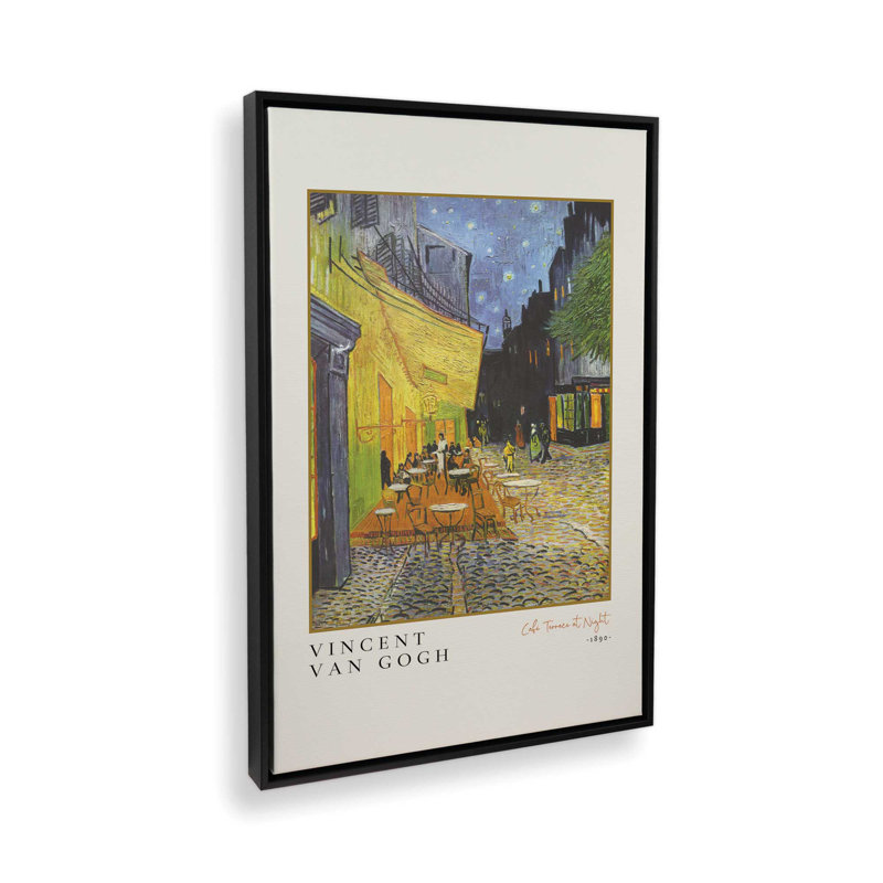 Impression sur toile de Van Gogh's Cafe Terrace at Night v3, H 18,75 po x l 12,75 po, Noir satiné