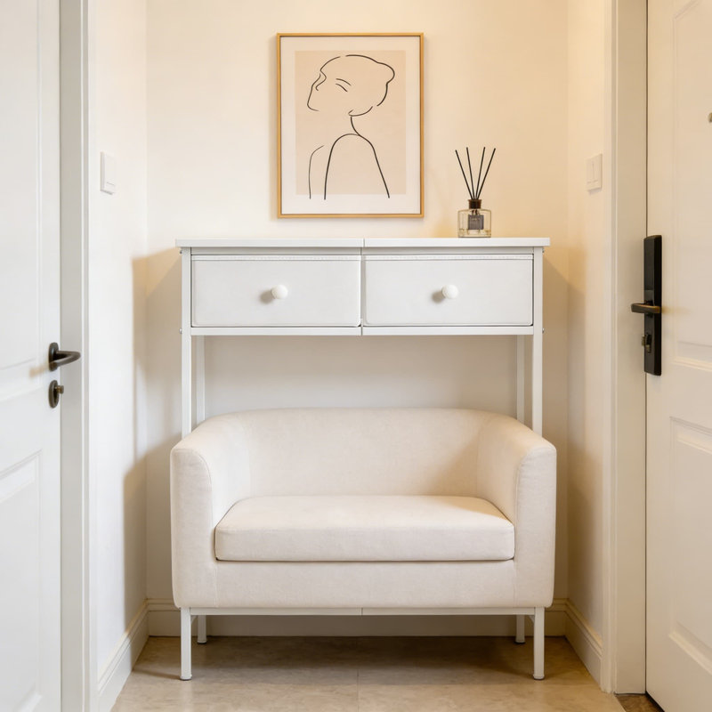 Slim Console Table With Drawers And Storage Shelf - Space-Saving Narrow Entryway, Hallway, Or Bedside Table With Anti-Tip Stability And Easy Assembly