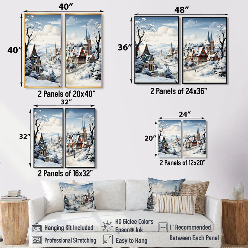 «Frost Holiday Christmas Village II - Winter Landscape», art mural, H 20 po x l 24 po, Toile tendue, Ne s’applique pas