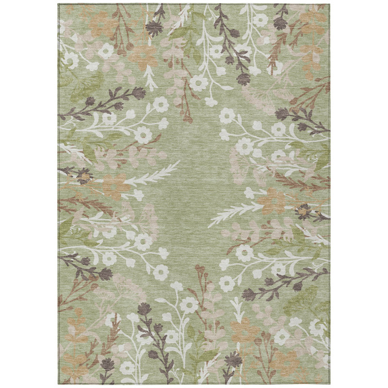 Machine Washable Indoor/Outdoor Chantille ACN2334 Floral Rug, Rectangle 10' x 14'