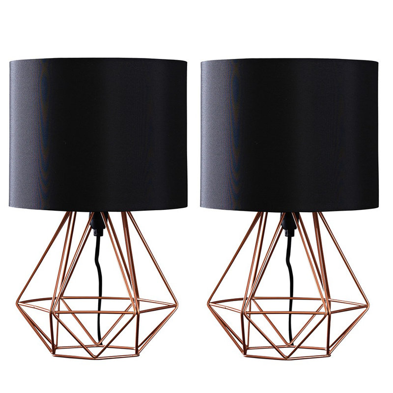 Butera Metal Table Lamp, Copper Base/Black Shade, Yes