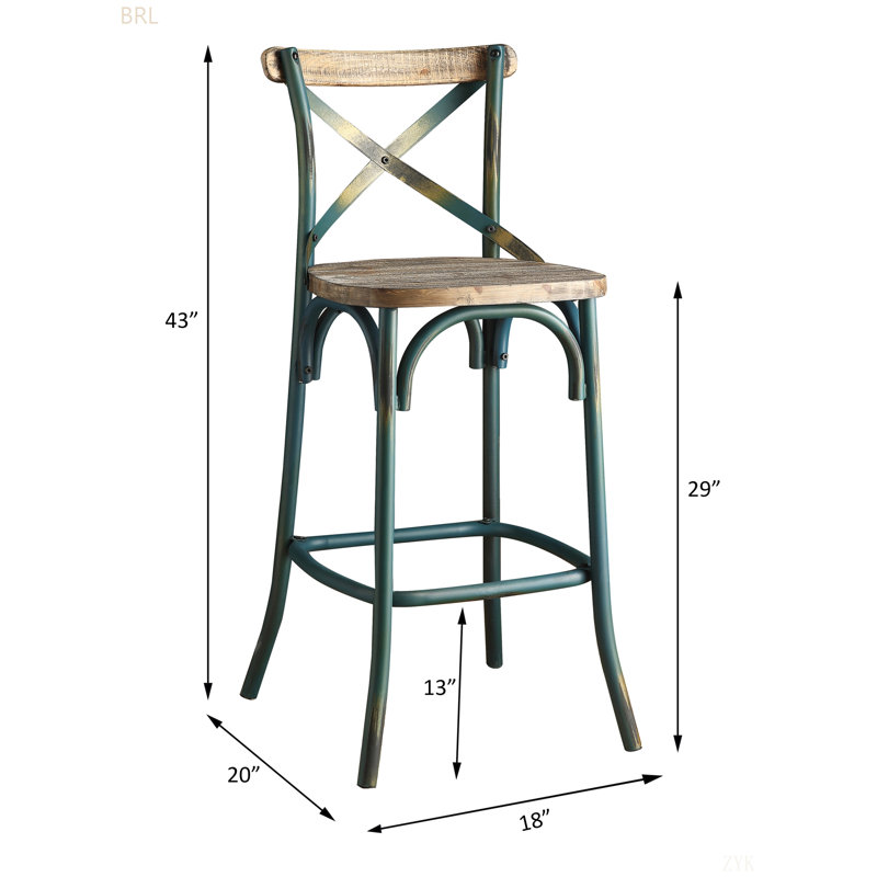 Chaise de bar en métal antique, Turquoise antique