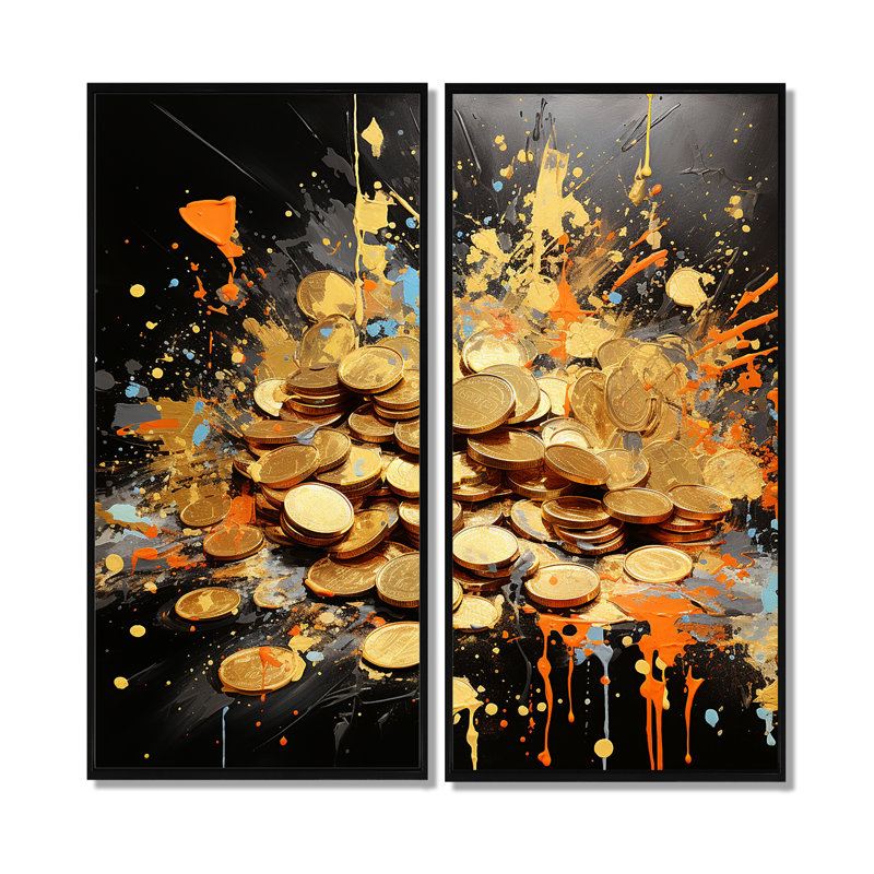 «Pop Art» - Art mural abstrait Popart, H 20 po x l 24 po, Noir, Impression encadrée flottante