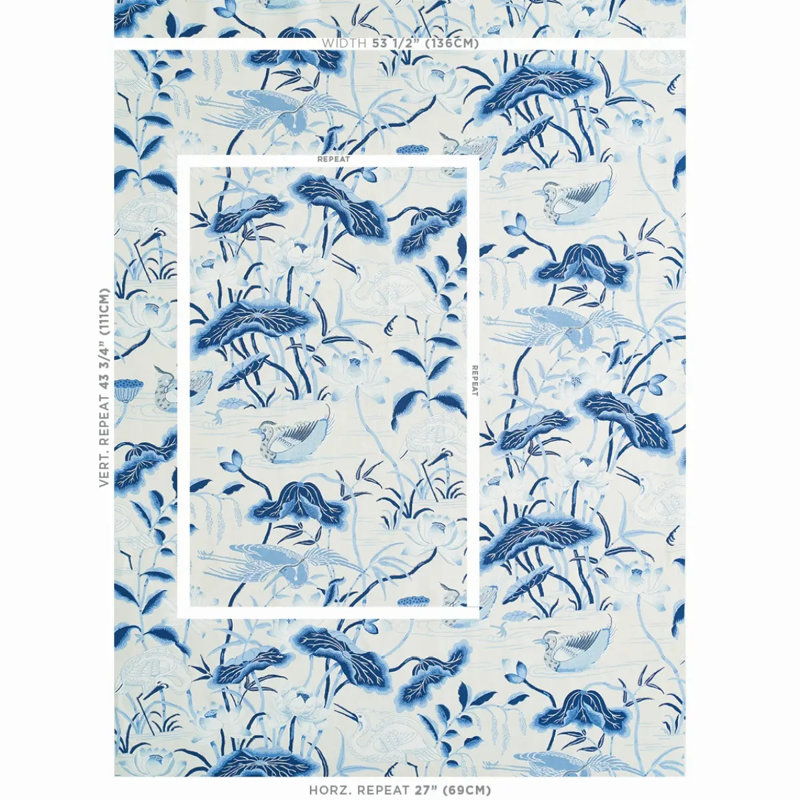 Lotus Garden Fabric, Porcelain