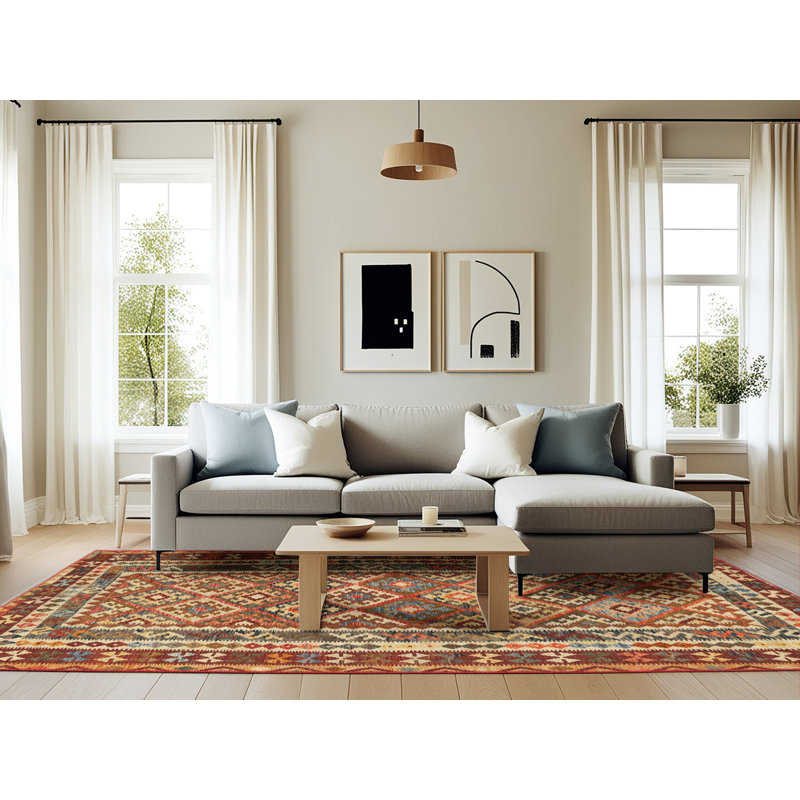 Tapis brun/gris/rouge contemporain, Rectangle 6 pi x 9 pi