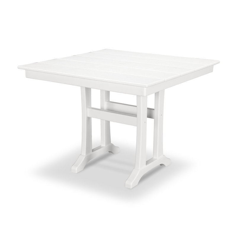 Table de salle à manger à tréteaux Farmhouse, l 37,5 po x L 37,63 po x H 29 po, Blanc classique