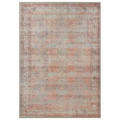 GLN Rugs Traditional Collection - Machine Washable Area Rug, Traditional Washable Rug, Non Slip Washable Rug, Low Pile Chenille Living Room Rug, Bedroom Rug, Kitchen Rug (Multicolor Rug)