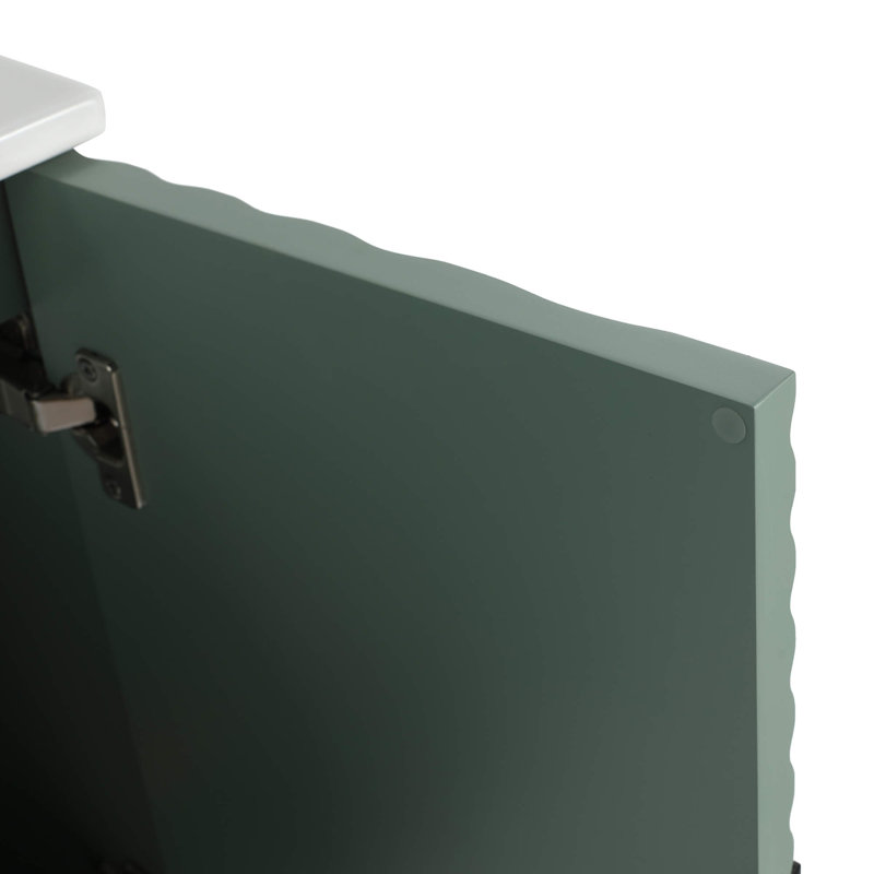 Meuble-lavabo moderne avec portes circulaires cannelées de 24 po de largeur Pell Pixell, Mint Green