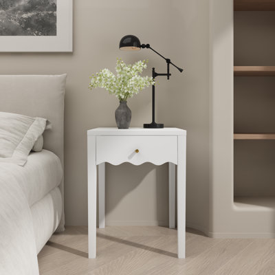 Modern Bedside Table With Wavy Apron Design