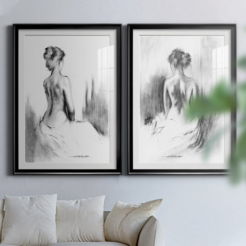 «Soft Silhouette I», ensemble de 2 reproductions d'art, H 44 po x l 31 po x P 1 po, Impression encadrée avec passe-partout
