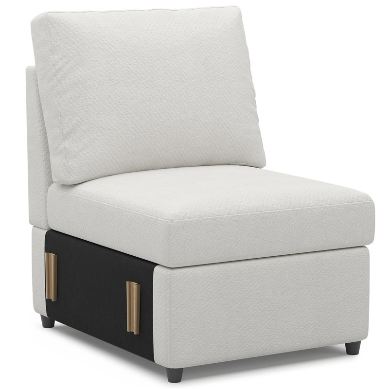 Rafael Armless Chair Single Seat Module For Modular Sectional Sofa, Beige Chenille