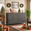 Buffet cannelé à flancs, grande crédence moderne de 55 po avec 4 portes, console média pour le vestibule du salon, noir