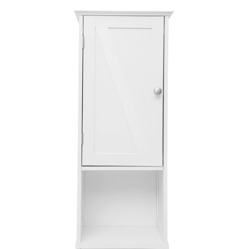 White Engineered Wood Bathroom Linen Tower with Adjustable Shelves