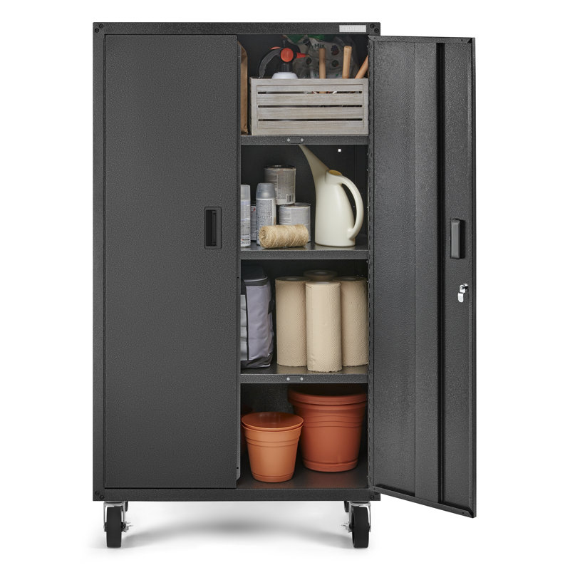Ready-To-Assemble Mobile Storage Cabinet, Black