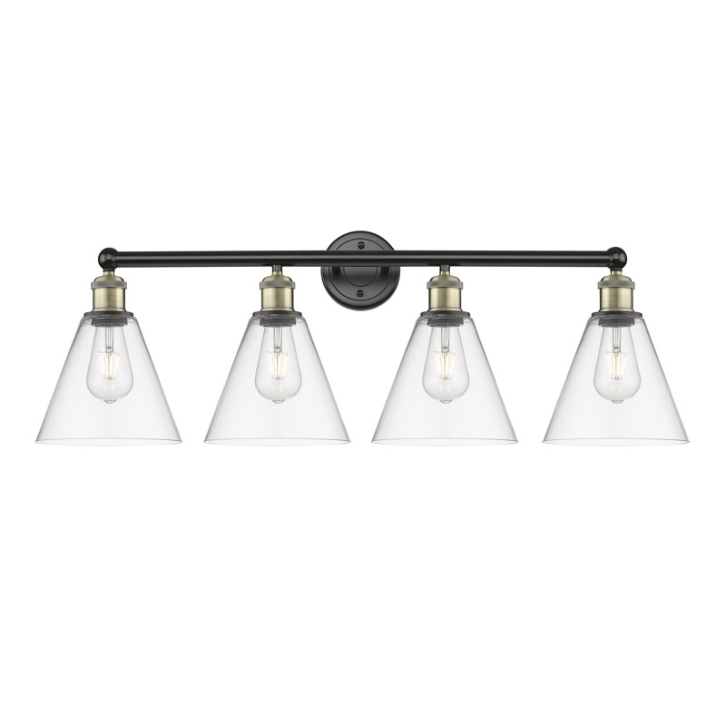 Mallery 4 - Light Dimmable Vanity Light, Clear, Black Antique Brass