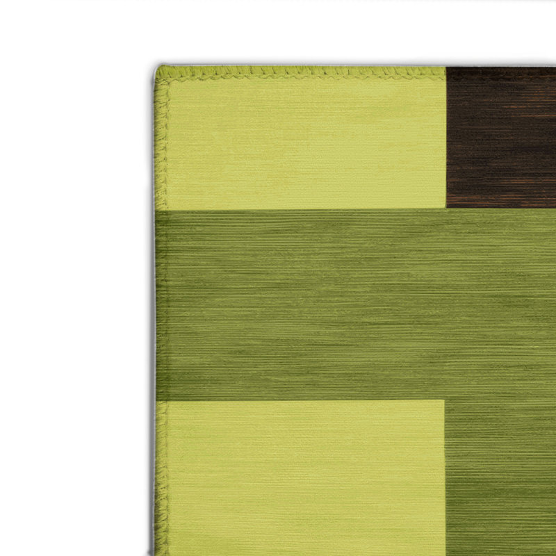 Checkered Green Indoor and Outdoor Area Rug, Rectangle 2' x 3'