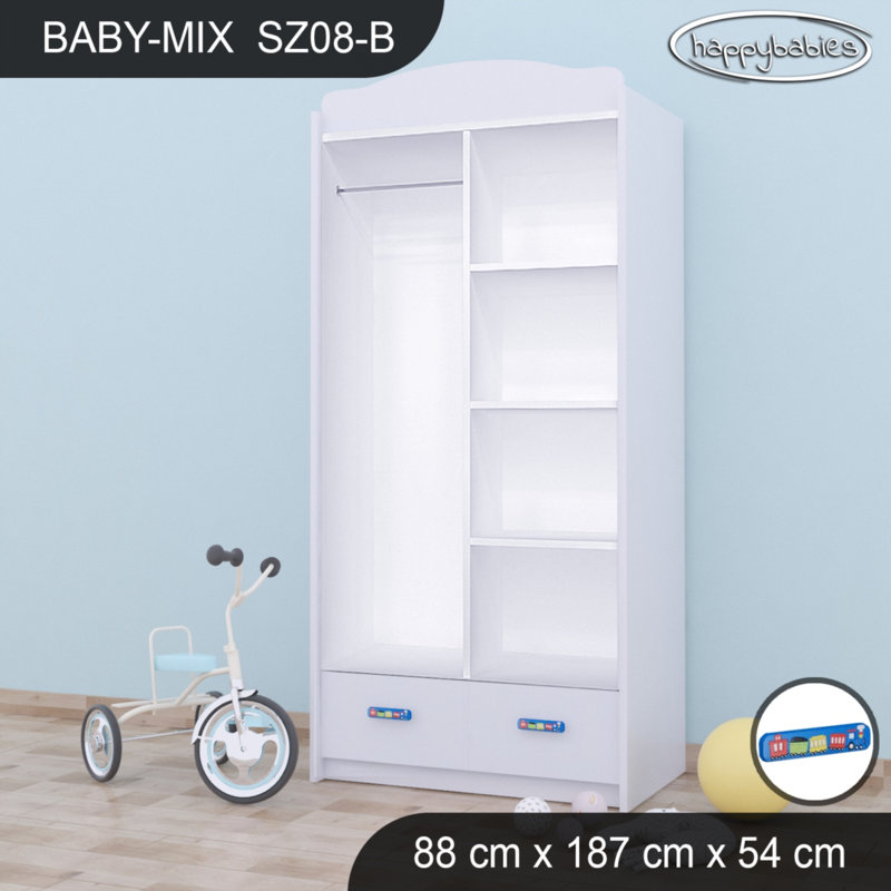 2 Door Wardrobe, White/Blue