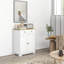 Buffet, armoire de rangement de cuisine, armoire blanche patinée-1211607503