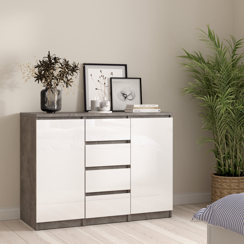 Caton Sideboard, Concrete/White High Gloss