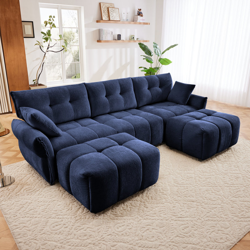 Canapé modulaire en chenille, Bleu