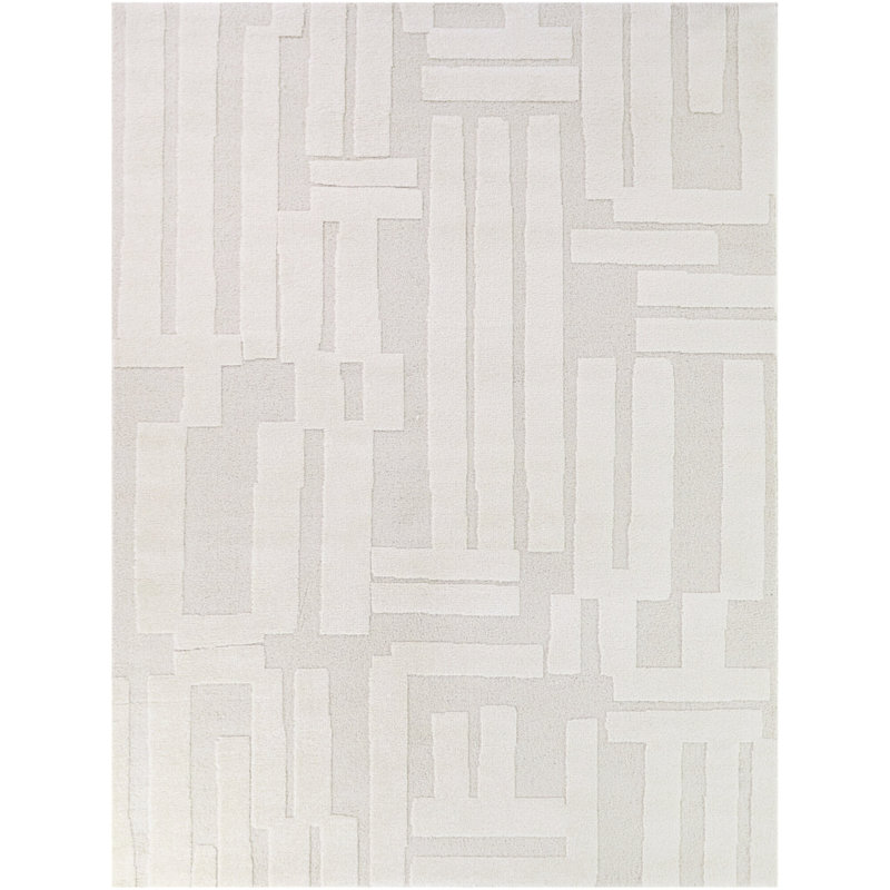 Caspar Cream Global Geometric Area Rug, 5'3" x 7'