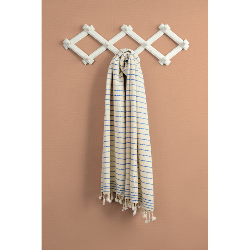 Luxurious Fouta Beach Towel, 100% Cotton, 35.4 x 72.8 inches | High Water Absorbent, Soft and Lightweight, 7.4 oz/sq ft | Stylish Blue & Cream Design, Perfect for Beach, Pool, or Spa | Machine Washable