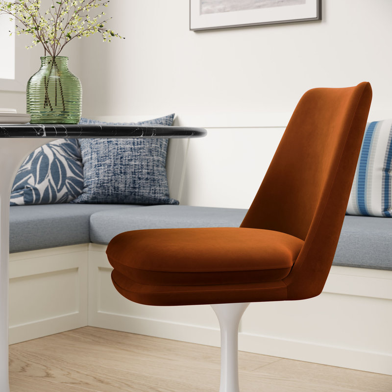 Chaise pivotante rembourrée Lippa, Blanc / Blanc, Velours rouille
