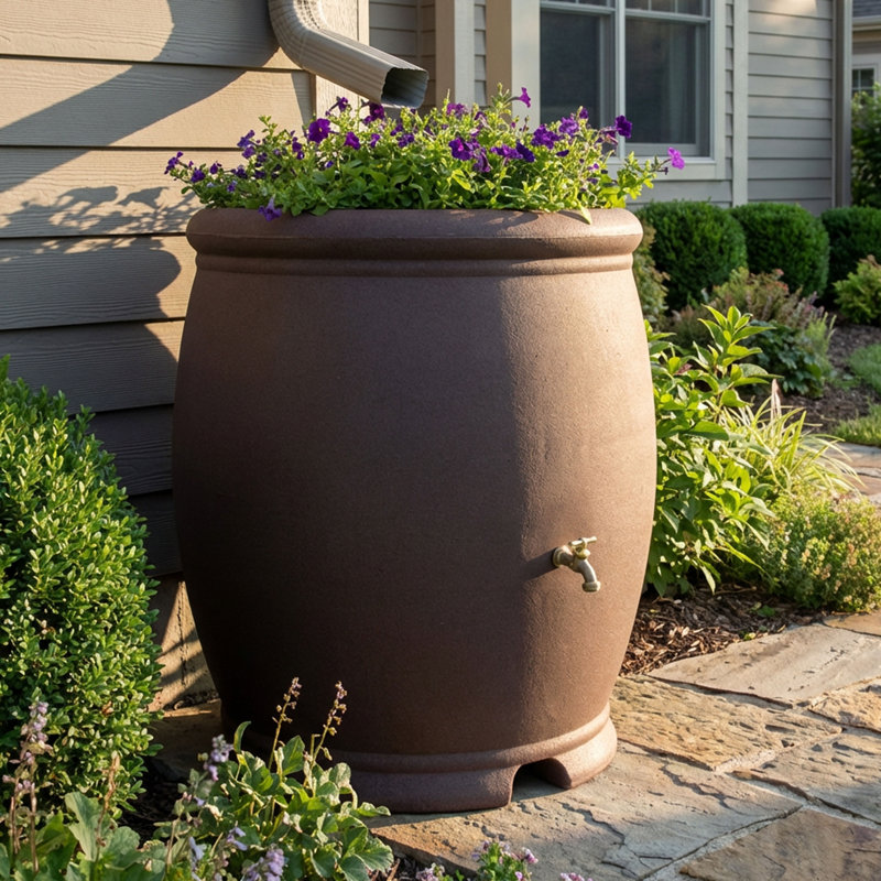 Barcelona Rain Barrel, 100 Gallon, Brownstone