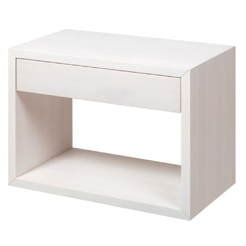 Solid Wood Floating Nightstand with Drawer | Bedroom Scandinavian Furniture, Bedside Table, Whitewash