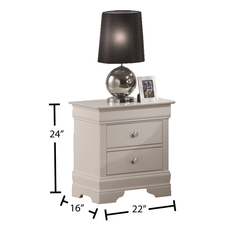Table de chevet 2 tiroirs Hemmer, Blanc