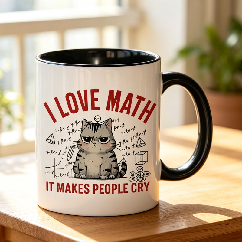 1pc I love mathematics. Logo Ceramic Coffee Mug Coffee Cup Tea Mug Holiday Gift Leisure Time suitable for holding Tea Milk.