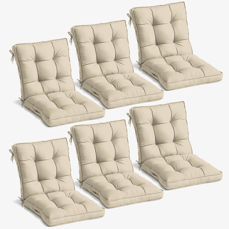 Outdoor/Indoor High Back Chair Cushions, Available in 2 sizes, Cream, 22.5" W x 22.5" D