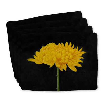 Ensemble de 4 napperons en polyester tressé chrysanthème