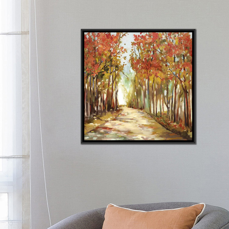 «Sunny Path», reproduction sur toile, H 18 po x l 18 po x P 1,5 po, Toile avec cadre noir, Pas de tapis