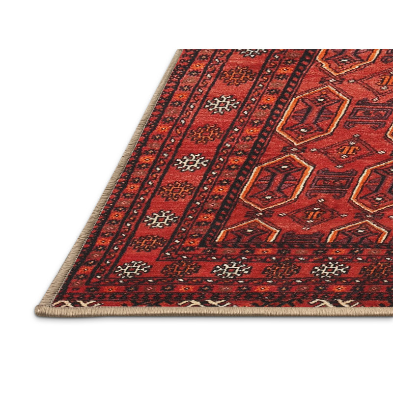 Tapis oriental multicolore tissé à la machine Oriental, Rectangle 7 pi x 9 pi