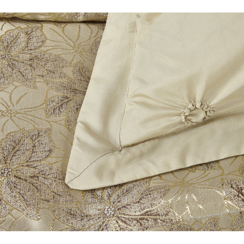 Choy Bedspread with Pillowcases, 240 x 250 cm Bedspread - 2 Pillowcases, Gold