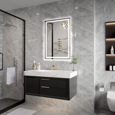 Dimmable Tri-Color LED Bathroom Mirror with Anti-Fog, Front & Back Light, IP44 Rated