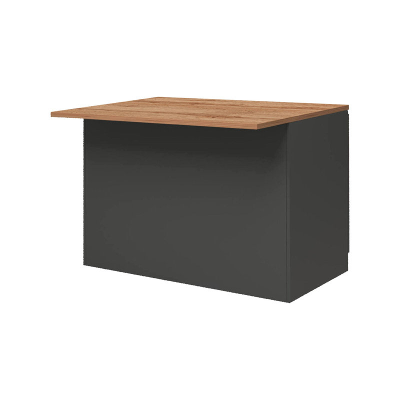 Myrlaine Wood Kitchen Island, Anthracite/Oak